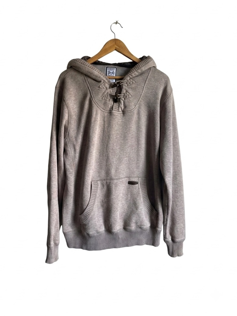 Billabong Men’s XL Sherpa Lined Toggle Button Hoodie Sweatshirt Grey Knit P2P 24